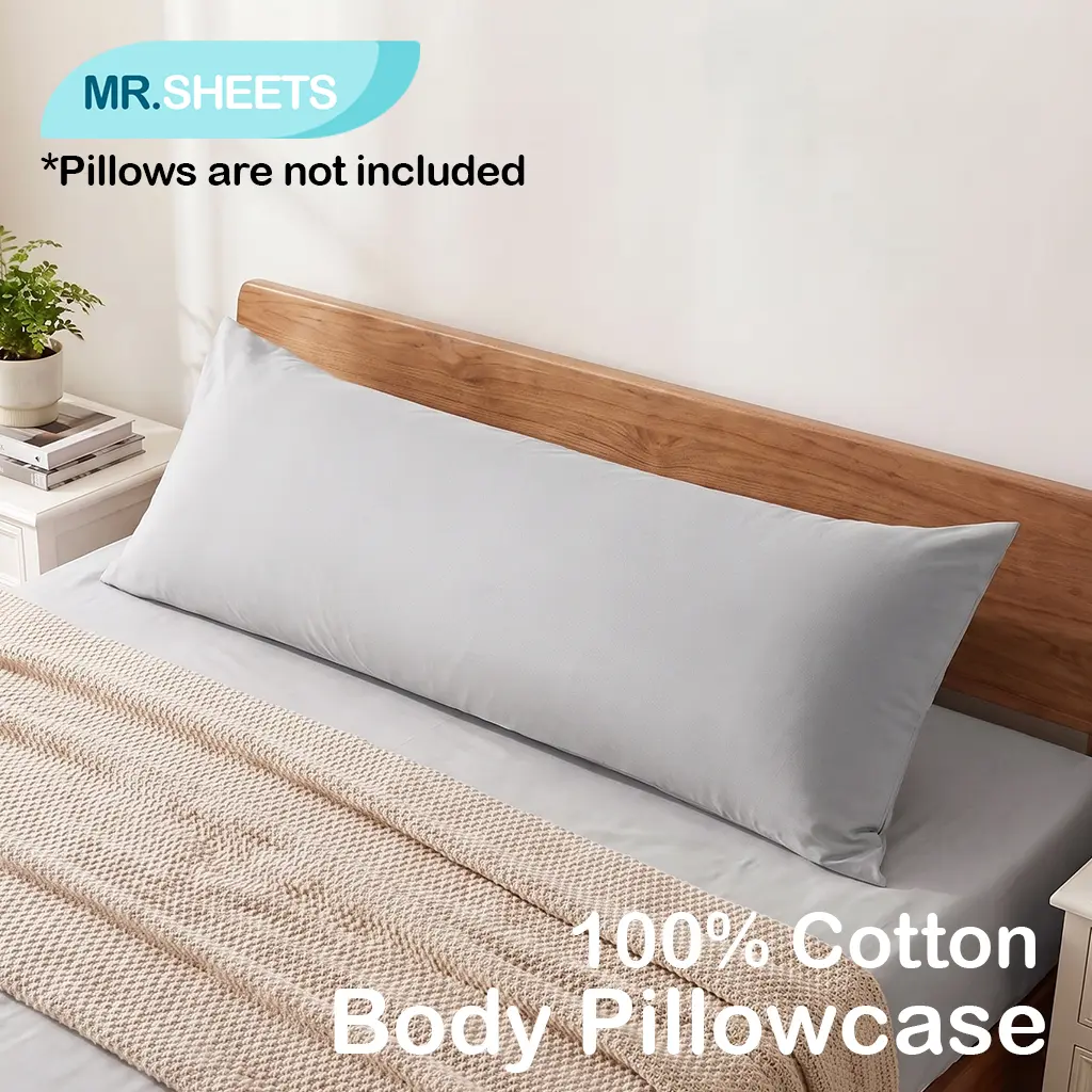 NTBAY 100% Egyptian Cotton Body Pillowcase, 20 x 54 Inch, Silky Soft Long Pillow Cover, Skin‑Friendly Natural Fabric, Easy‑Care Envelope Closure Bedding