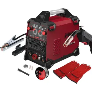 135Amp 110V MIG Welder,Flux Core MIG/Lift TIG/Stick 3-in-1 Multiprocess Welder,IGBT Inverter Large LED Digital Display Welding Machine(RED)