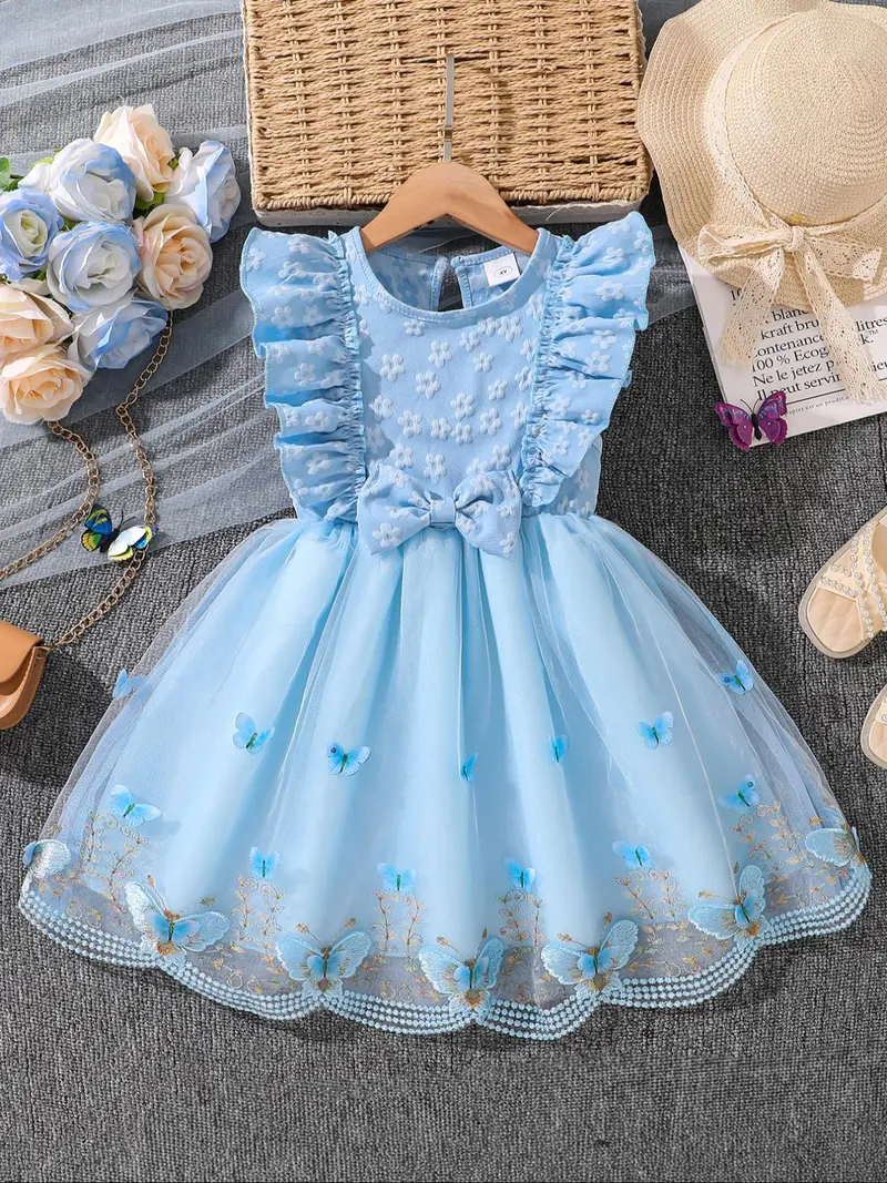 white christmas dresses A-line Straps Light Sky Blue Cheap Short Prom Dress With Butterfly Cut main image 1