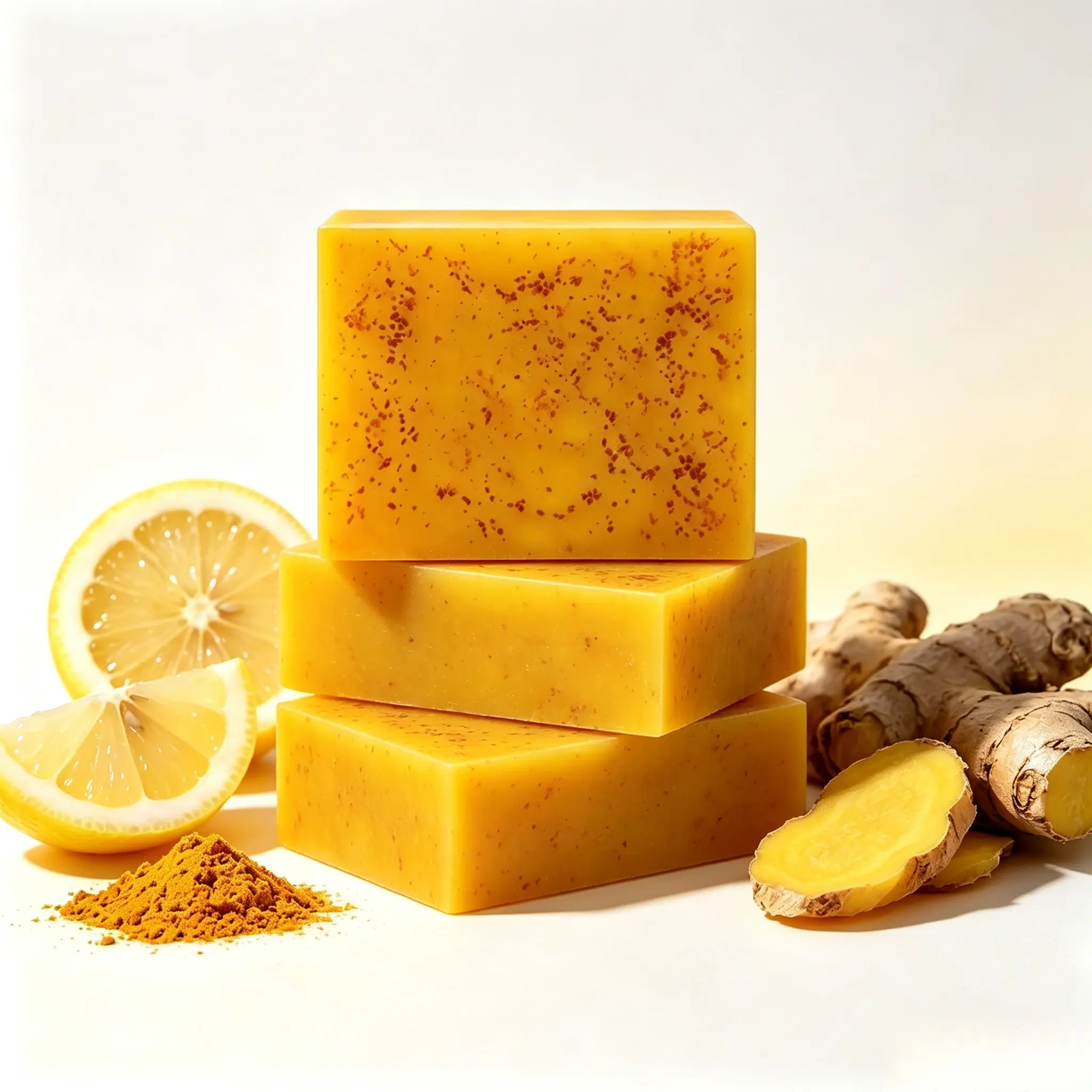Natural Lemon Turmeric & Kojic Acid Bar Soap, Daily Gentle Cleansing Skincare Soap Unisex, Mild Non Irritating Soap For Sensitive Skin With Storage Bag