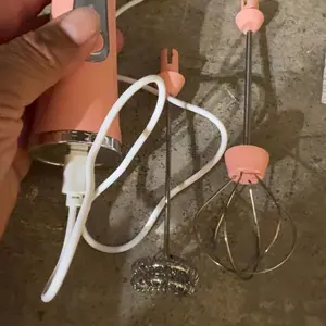 Rechargeable Handheld Milk Frother, 1 Count Electric Foam Maker, Portable Coffee Frother Wand with 2 Heads, Stainless Steel Electric Whisk for Coffee, Latte, Cappuccino, Handheld Cream Machine