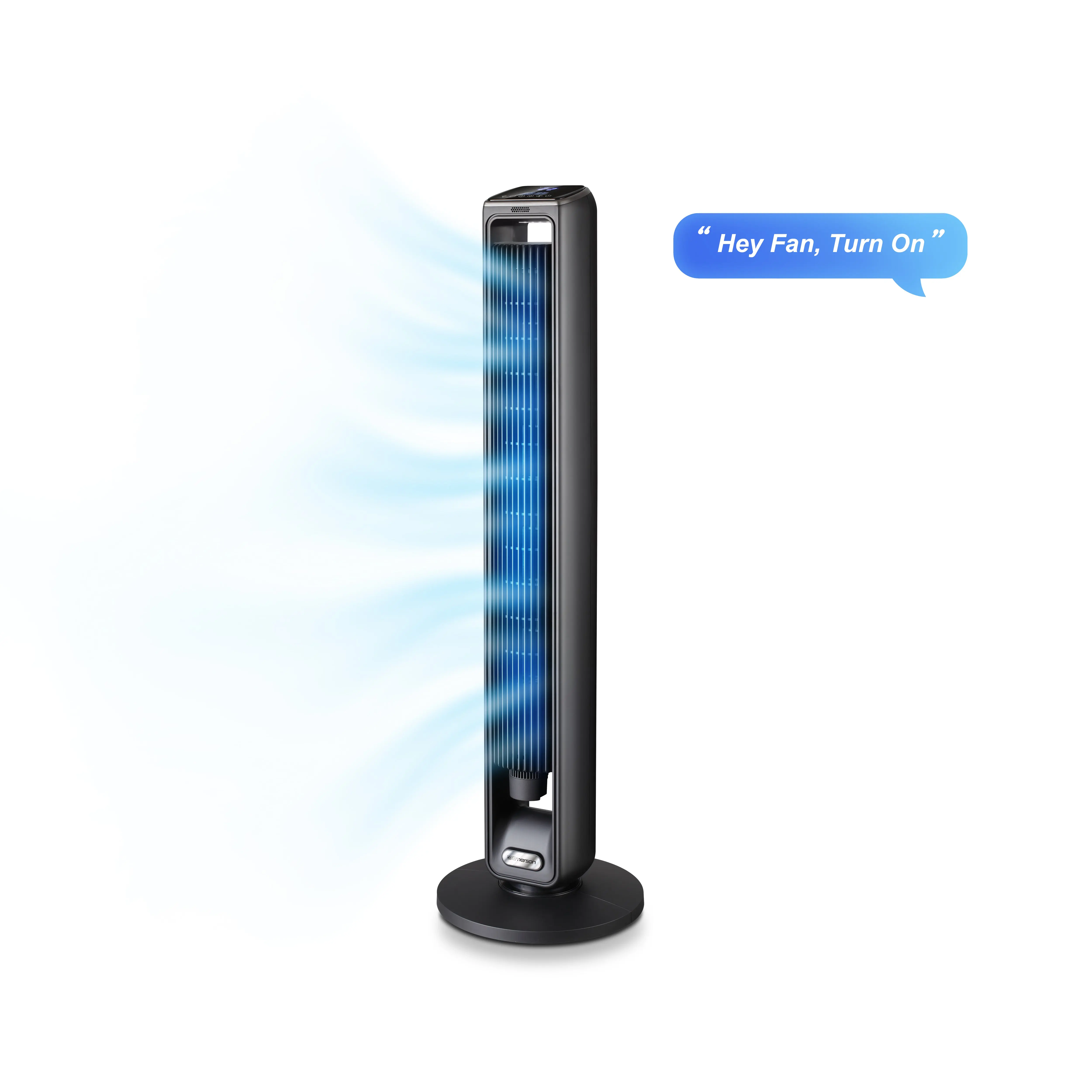 Emerson SmartVoice 42-inch Tower Fan ES4201 - Household Home Appliance with Voice Control, Adjustable Speed, Nightlight, Standard Plug for Bedroom Cooling