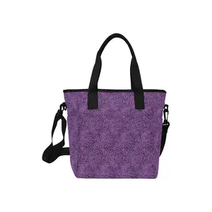 Purple & Blsck Pattern Tote Bag with Shoulder Strap