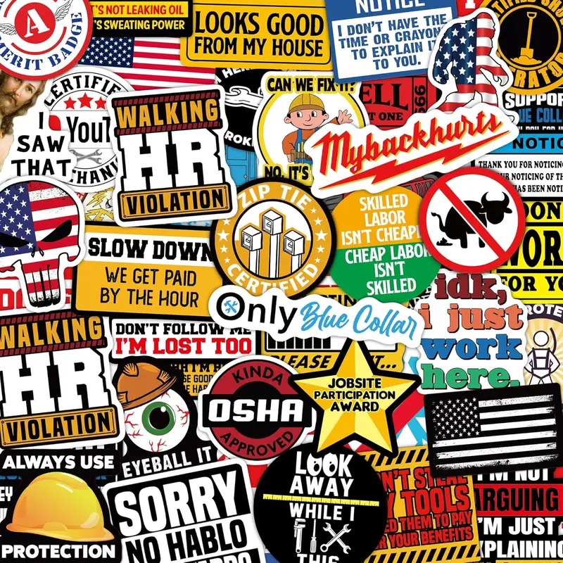 173 PCS 2.5-3.5 Inches Gloss Vinyl Waterproof Decals - Durable Car Stickers, Comedy Funny Cartoon Character Automotive Exterior Accessories, Dad Gift (Hard Hat/Laptop/Water Bottle)