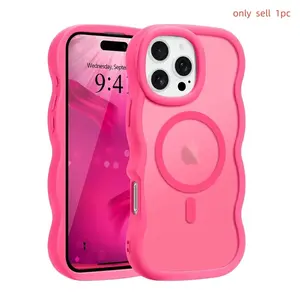Luxury Wavy Frame Matte Protective Case For iPhone 17 16E 16 15 14 13 12 Pro Max Plus Air for Magsafe Wireless Charge Shockproof Armor Cover Protector