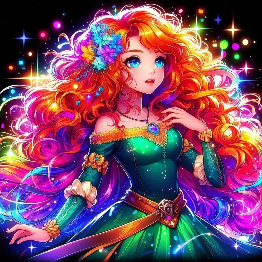 5D DIY Full Drill Round Diamond Painting - Diamond Art Kit Rainbow Princess Dress Mosaic, Canvas - DIY Wall Decor, Home Wall Art, Suitable for Halloween and Christmas, Birthday and Anniversary Gifts, Diamond Painting Kits