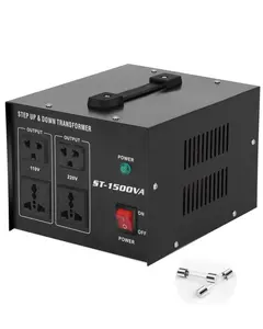 Voltage Converter Transformer 1500w/2000w/5000w,Step Up/Down Power Converter AC 110v to 220v / 220v to 110v,Transformer Converter with Two Spare Fuses,2 Universal Outlets,2 US Outlets,Circuit Breaker Protection