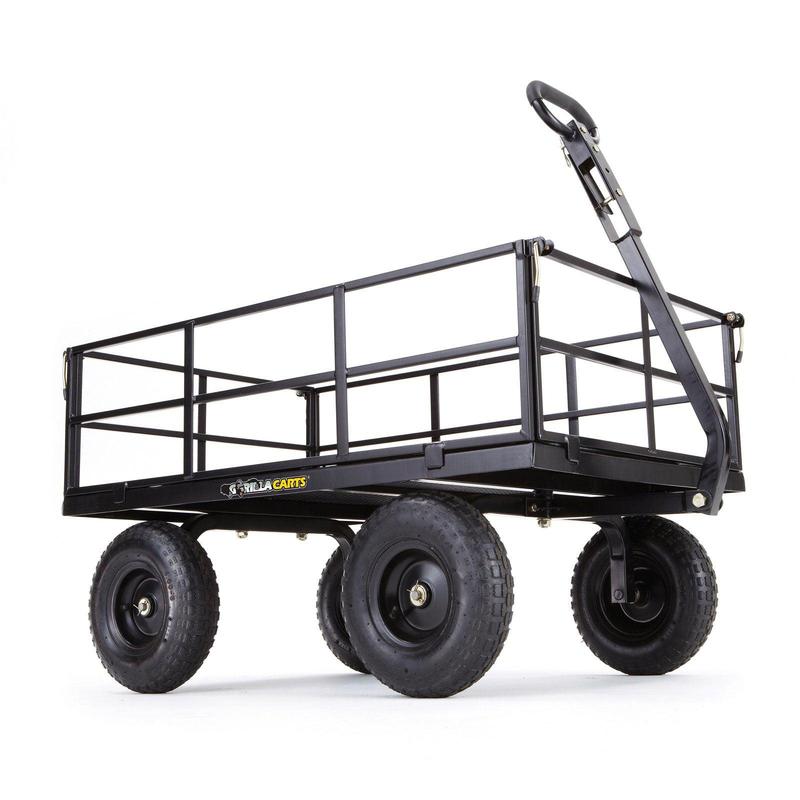Gorilla Cart GOR1200-COM 9 Cubic Feet Heavy Duty Steel Utility Wagon Cart, Black