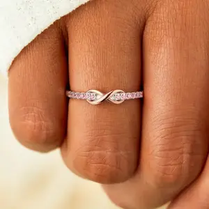 B Forever Best Friends Pink Oath Infinity Symbol Ring Set - Best Bitches Pinky Promise White Gold-Plated Rings for Unbreakable Bond Matching Friendship Rings