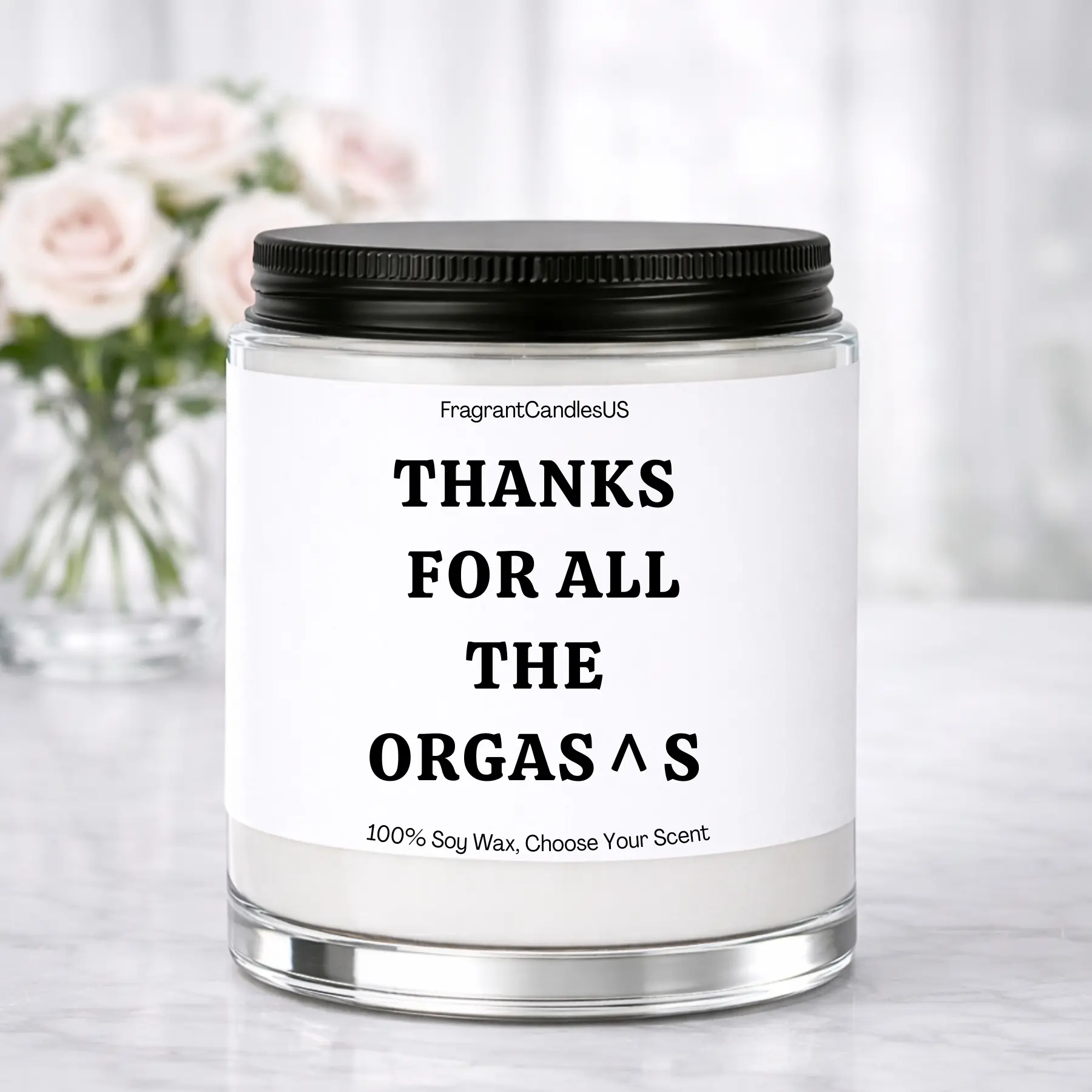 FragrantCandlesUS Organic Non-Toxic Cotton Wicked Scented Soy Glass Jar Household Candle, 50+ Hours Burn Time, Funny Laughter Sayings Aroma, Home Decor Gift for Wife, Girlfriend (Anniversary, Birthday)