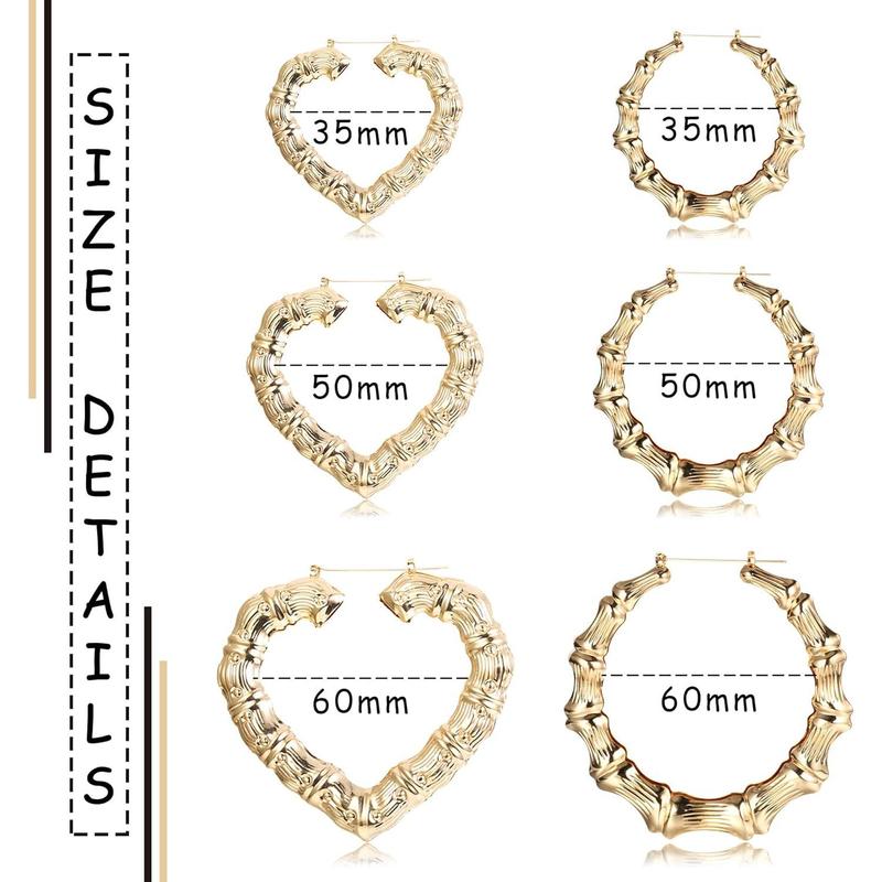 FLORIDECO 6 Pairs Bamboo Earrings Set Hollow Casting Hip-Hop Large Bamboo Earring for Women Oversize Different Shape Golden Hoop Earrings Set Fashion Rapper Accessories Jewelry Daily