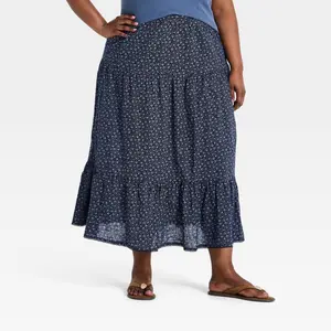 Women's Printed Maxi Full Skirt - Universal Thread Navy Blue Floral XXL