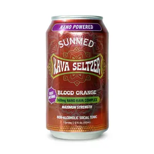 Sunmed Kava Seltzer Blood Orange Beverage Traditional 360mg Nano Kaya Complex Non Alcoholic Social Tonic 12 Fl Oz