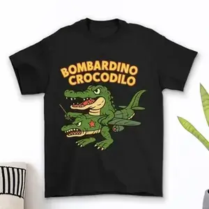 Funny Crocodile Graphic Tee - BOMBARDINO CROCODILO Quirky  Shirt   Cotton for Unique Style!