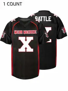 Men's Letter & Number Embroidery V Neck American Football Jersey, Casual Sports Jersey, Football Uniform, Loose Breathable Retro Mesh Short Sleeve Pullover Sports Shirt, Suitable for Street Hip-hop, Sports Top, Athletic Tops