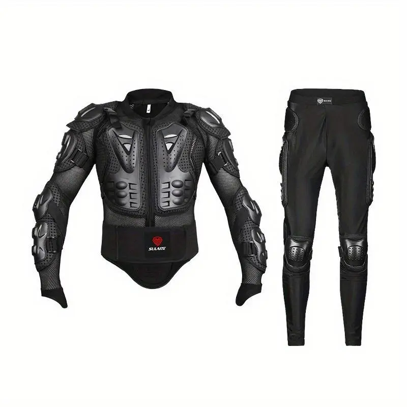 Breathable Motorcycle Armor Suit - PE Material, Anti-Fall Protection, Black with White Accents, Chest & Back Padding for All-Season Riding & Racing Breathable Motorcycle Armor Suit - PE Material, Anti-Fall Protection, Black with White Accents, Chest & Back Padding for All-Season Riding & Racing