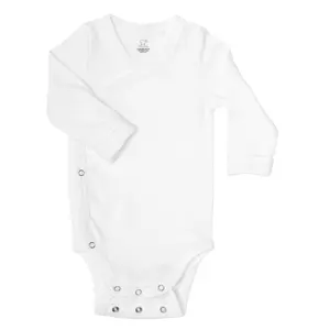 Scandinavian Designed Baby Bodysuit Long-Sleeve Unisex 100% Organic Cotton with Double Snap Room-to-Grow Feature, White, 100% Organic Cotton