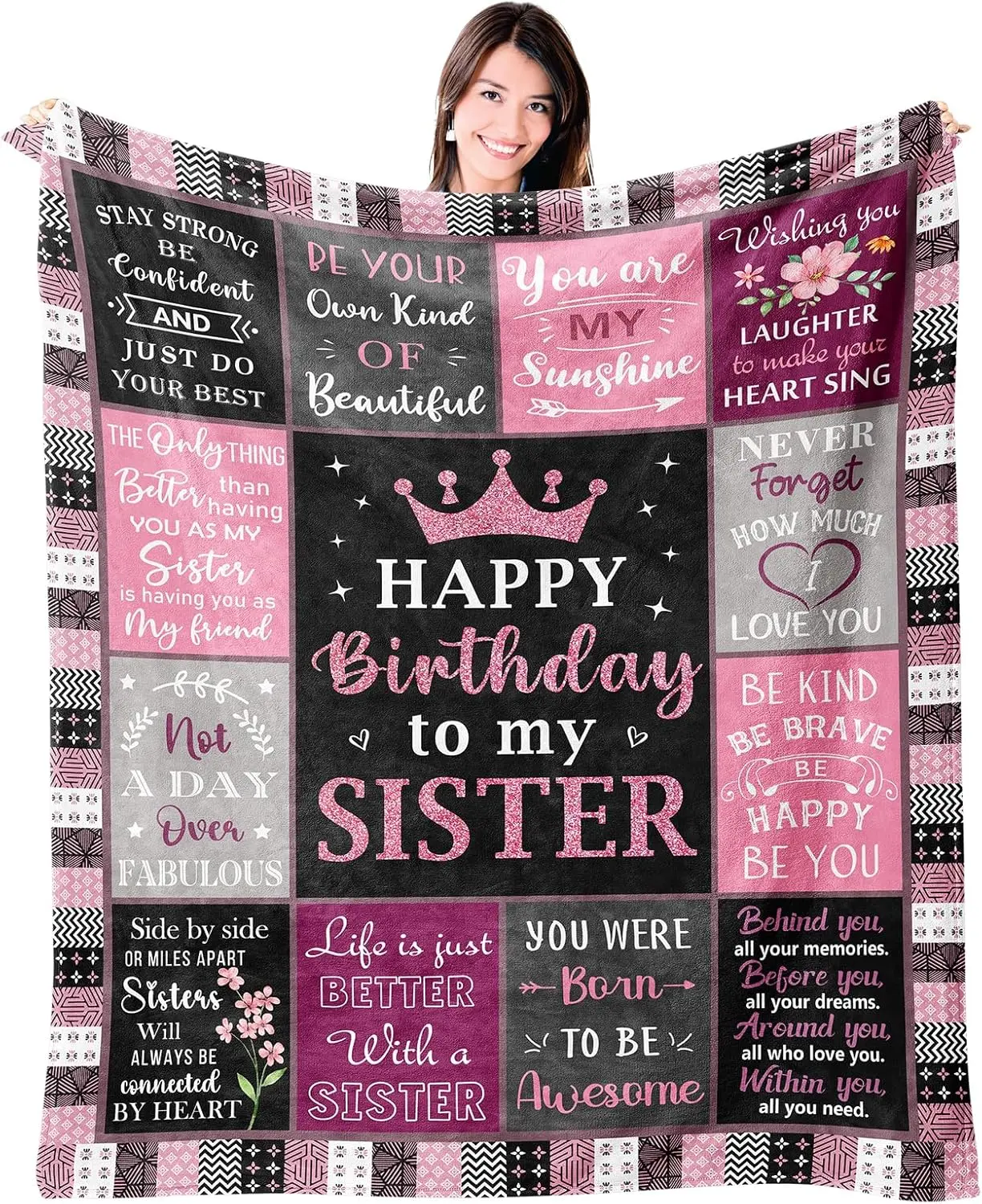 [mothers day gift for sister] Sister Birthday Gifts from Sister Brother, Birthday Gifts for Sister, Soft Comfortable Flannel, Gifts for Sister Birthday, Happy Birthday Sister Gift Ideas Throw Blanket