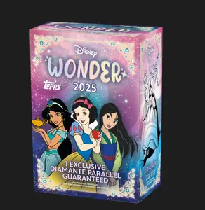 Topps Disney Wonder 2025 7-Pack Blaster Box with 1 Exclusive Diamante Parallel Card for Collectors 7 Unique Items Ideal for Disney Fans