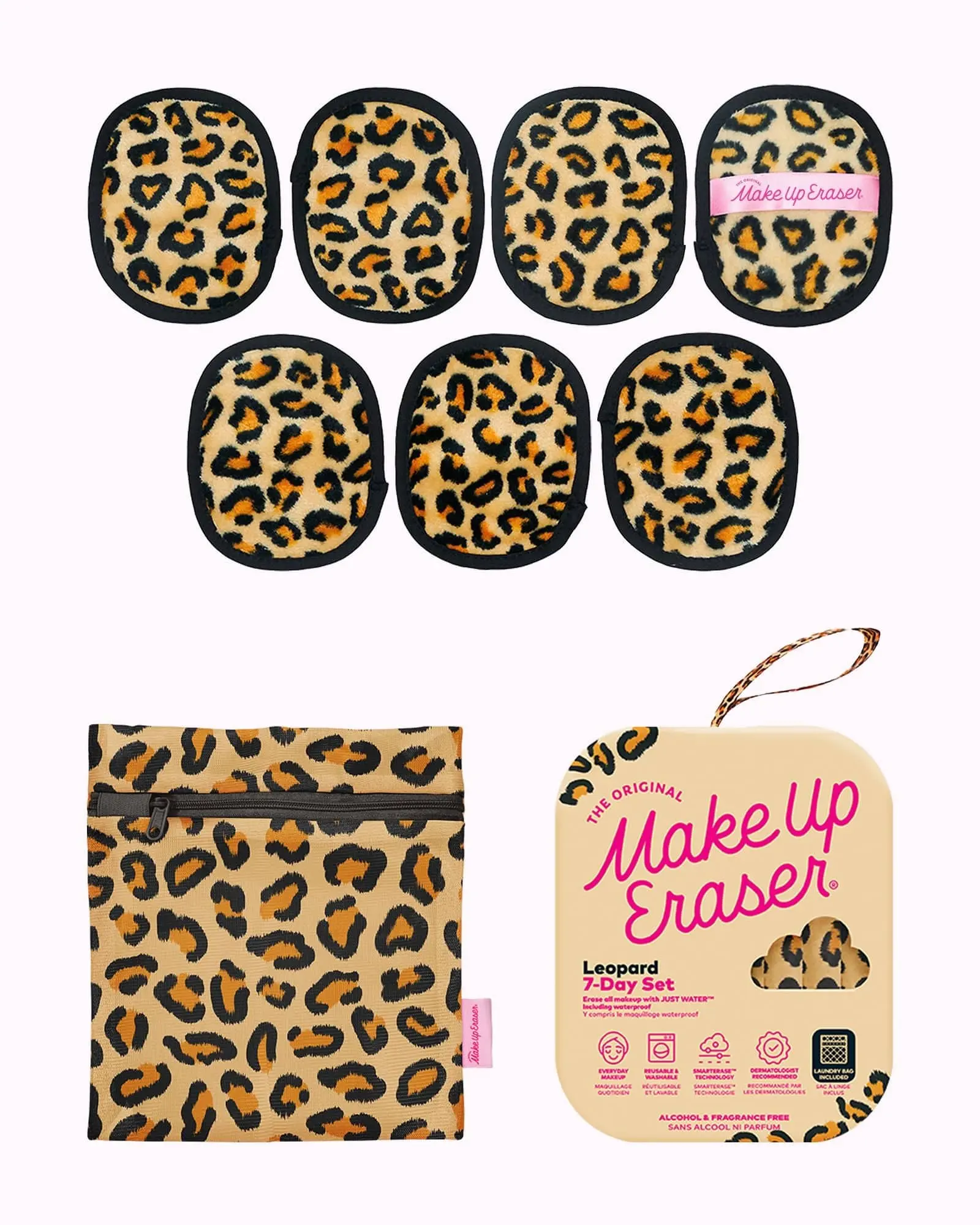 MakeUp Eraser Leopard 7-Day MakeUp Eraser Set with Laundry Bag