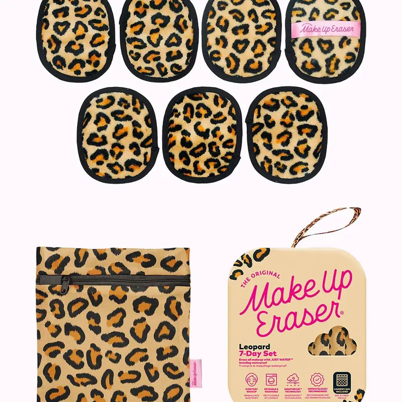 MakeUp Eraser Leopard 7-Day MakeUp Eraser Set with Laundry Bag