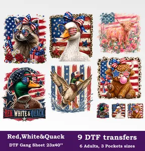 USA DTF Gang Sheet, 23x40 in. USA Heat transfers for 4th of July