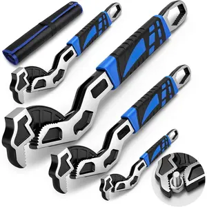 Self Adjusting Pipe Wrench,6", 8", 10", 12" Multifunctional Self Locking Wrench Set, Self Adjustable Wrench Plumbing Tools for Pipe Fittings and Nuts, Chromium Vanadium Steel