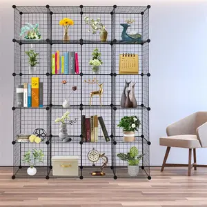 20-Cube Organizer Cube Storage Storage Shelves Wire Cube Storage Origami Shelves Metal Grid Multifunction Shelving Unit Modular Cubbies Organizer Bookcase