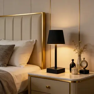 Modern Simple LED Ruffled Table Lamp with Touch Sensor Control, Adjustable Dimmable USB Charging, Ideal for Bedroom Living Room Office Decor, Modern nightstand lamps