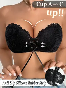 Women's Sexy Lace Push-Up Fit Bra Lingerie, Floral Lace Design, Wide Shoulder Straps, Medium Support, Adjustable Strap, All Seasons Wear, Underwear, Womenswear, Neckline Bra