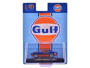 M2 Machines 1969 Chevrolet Camaro Custom #20 Gulf Oil Dark Blue & Orange 1/64 Diecast Model Car 31500-HS59 Collectible Scale Replica
