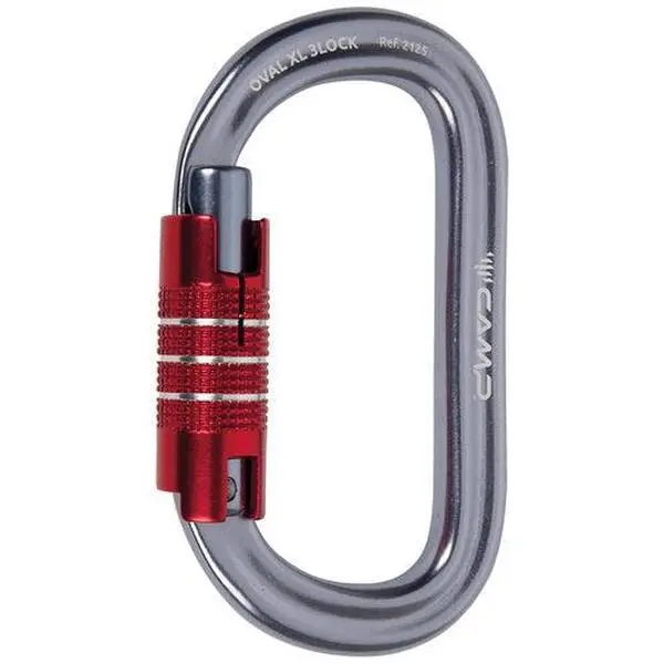 Oval XL Triple-Lock Alloy Metal Carabiner - Oval Shape Technical Climbing Gear for Outdoor Recreation Activities