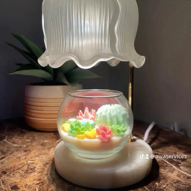 Mini Succulent Terrarium Candle, Home Decor Accent for Living Spaces