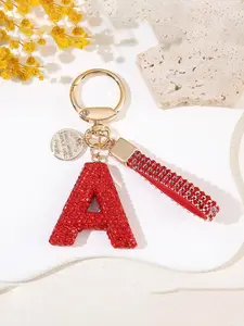 New Fashion Shiny Soft Clay Rhinestone Keychain, Cute Letter Charm Pendant, Women's Bag Accessory, Car Key Chain, Valentine's Gift, Bling Bling Keychains
