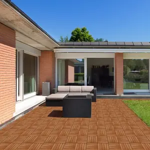 Wood Interlocking Deck Tiles 11.8"x11.8" Snap-Together 27pcs