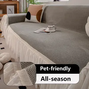 Thick Velvet Sofa Cover Protector, Full Coverage Pet-Friendly Couch Sheet, Hand Washable, All-Season Dustproof, Dustproof Sofa Slipcover