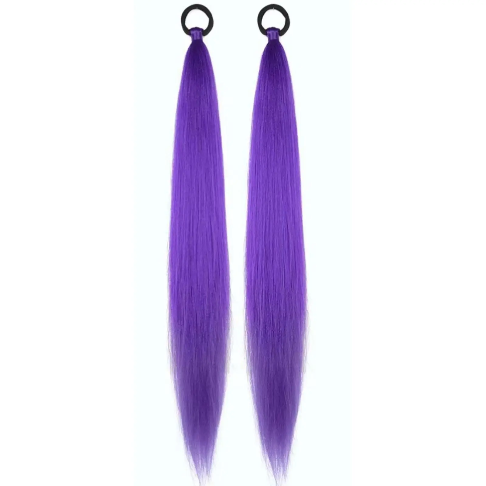 Purple Elastic Tie Straight Sleeve Wrap Braided Ponytail, Cosplay Headwear Hair Extension Straight Hair Ponytail Braid Wrap-around Braid Ponytail, Ponytail Extend 2 PCS Hairpiece