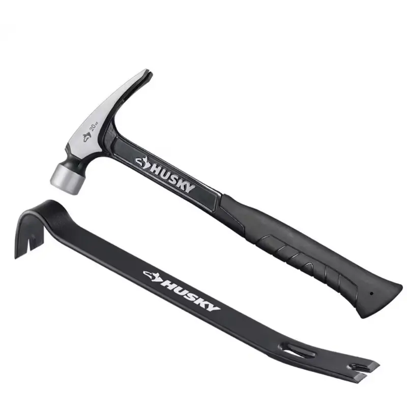 Husky 20 oz. Steel Rip Hammer and 15 in. Wrecking Bar - Black Tools with Durable Design for Home and Outdoor Use tool kit Professional Automotive