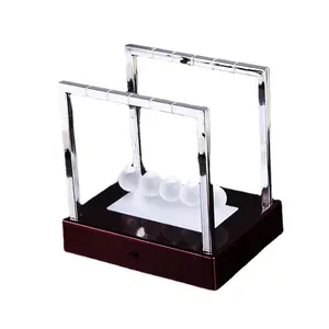 Colorful Glowing Newton's Billiard Ball Force Transmission Pendulum Ball Stress Relief Bumper Beads Creative Desktop Decoration Ornament Frosted Glass Medium 15*15*11.5cm