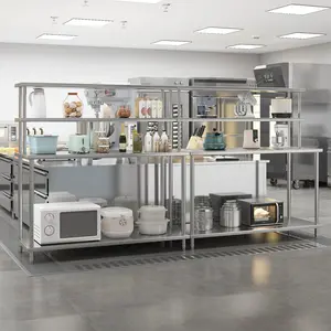 Garvee Stainless Steel Table with Overshelves, 60 x 24 Inch Heavy Duty Kitchen Prep Table with Adjustable Shelf for Commercial Restaurant, Warehouse, Garage, Home