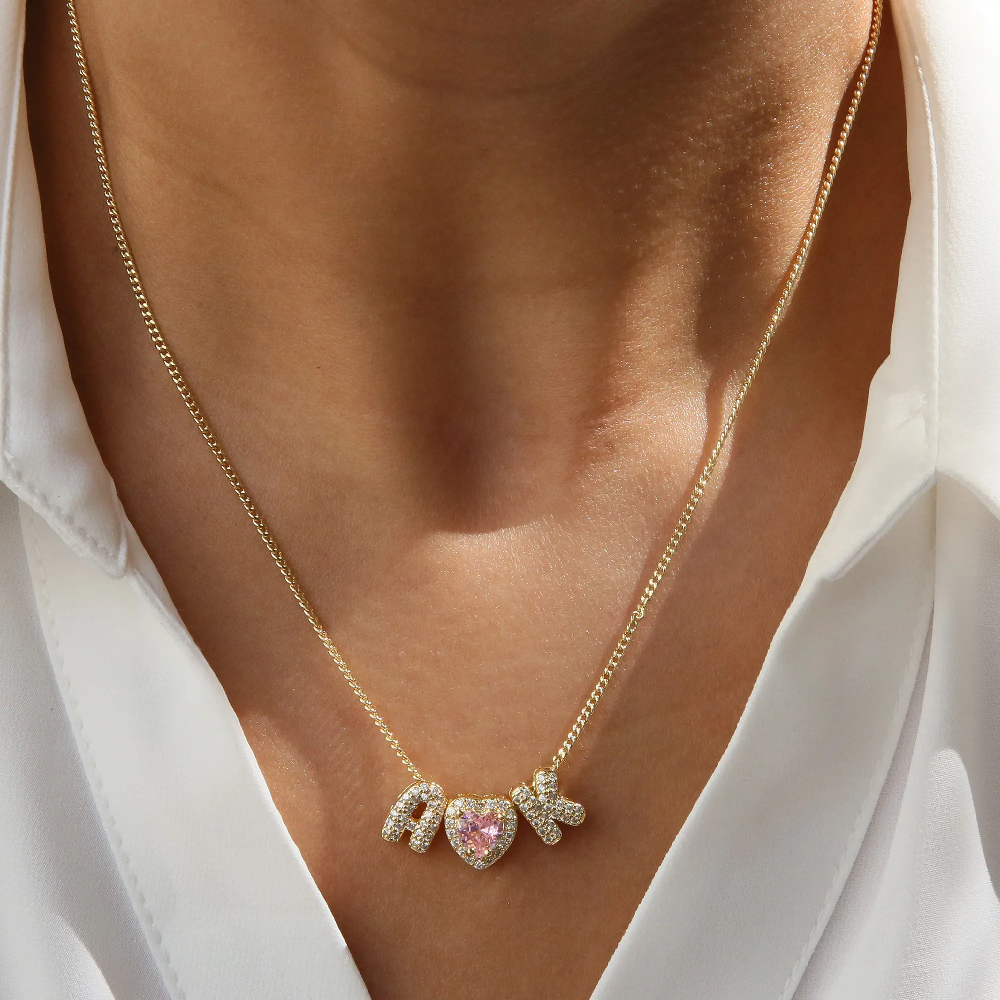 Lover’s Necklace – Personalized 2 Initial Necklace with Heart Birthstone, Custom Letter Couple Necklace, Dainty Gold Jewelry, Anniversary Gift, Valentine’s Day Gift, Gift for Girlfriend Wife