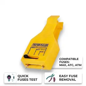 24V DC Car Fuse Tester Puller – Easy Tool to Test, Find & Remove Blown ATO/ATC/ATM Blade and Glass Tube Fuses in Your Car Fuse Box