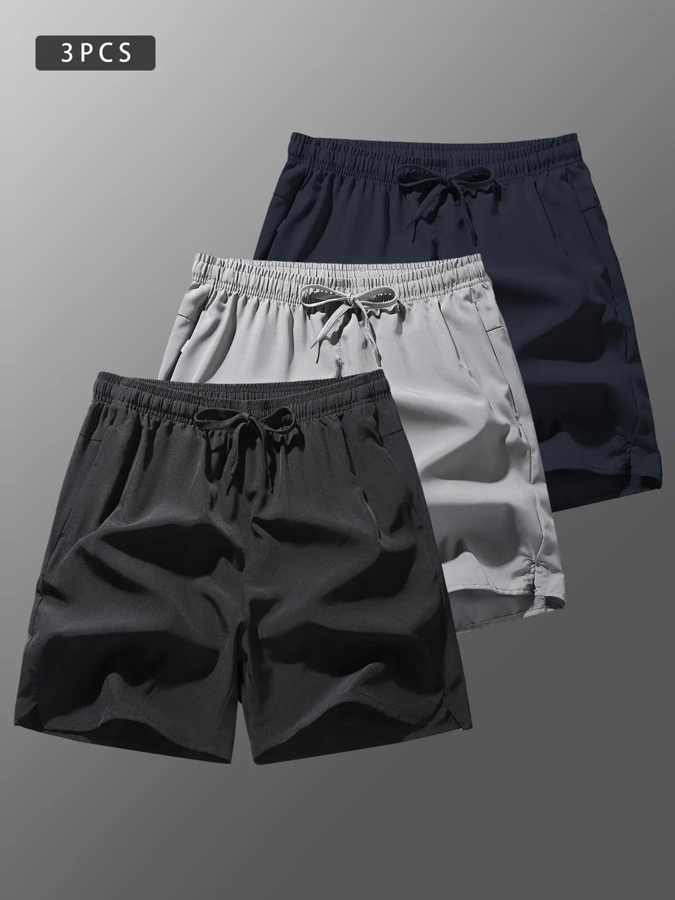 Men's Solid Drawstring Waist Beach Shorts, Casual Regular Fit Pocket Shorts for Summer, Men's Bottoms for Daily Wear