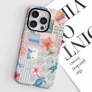 Hawaiian island mosaic pattern, durable, shock-absorbing, glossy 2-in-1 phone case, compatible with iPhone 17, 16, 15, 14, 13, 12, 11, X, Samsung and other models. Makes a great holiday gift for friends or family.