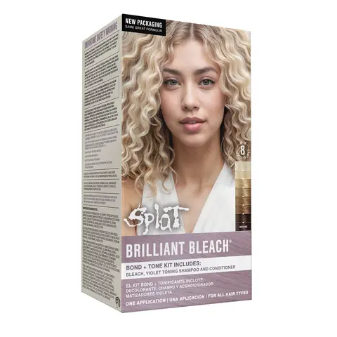 Splat Brilliant Bleach Kit – Blue Hair Bleach with Purple Toning Shampoo & Conditioner, Up to 8 Levels of Lift
