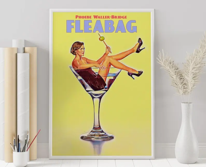 Fleabag Phoebe Waller-Bridge Artistic Minimalist Graphic Print Poster - Unframed Vintage Paper Wall Art with Border, Multi-Size (11x17,12x18,18x24,24x24) 1-Piece Room Decoration Home Decor, Shipping Tube Included, Home/Office