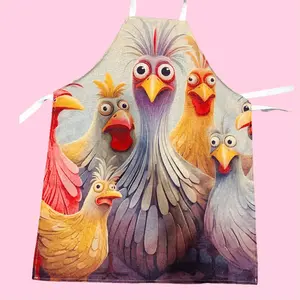 Funny Chicken Pattern Apron, 1/12pcs Cool Summer Kitchen Apron, Cooking Apron for Women, Kitchen Wear, Nails Design Tool,﻿Mother's Day Gift,Kitchen Essential,Gift for Daughter&Mother&Wife