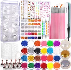 FANDAMEI Acrylic Nail Kit, Nail Art Kit, Nail Art Tools With Acrylic Nail Tips For Beginner, Nail Art Supplies For DIY , Nail Studio