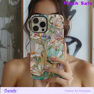 Romantic Floral Aesthetic Stained Glass Phone Case for iPhone 16 iPhone 16/15 iPhone 14 iPhone 13 pro max, Wildflower Phone Case