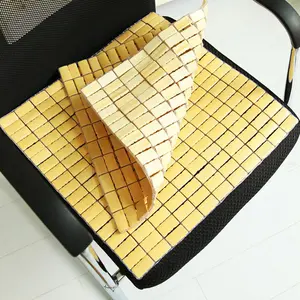 Summer Bamboo Seat Cushion 40x40cm Breathable & Cool Office Chair Pad Eco-Friendly Green Mat for Sofa & Car Seat Yellow